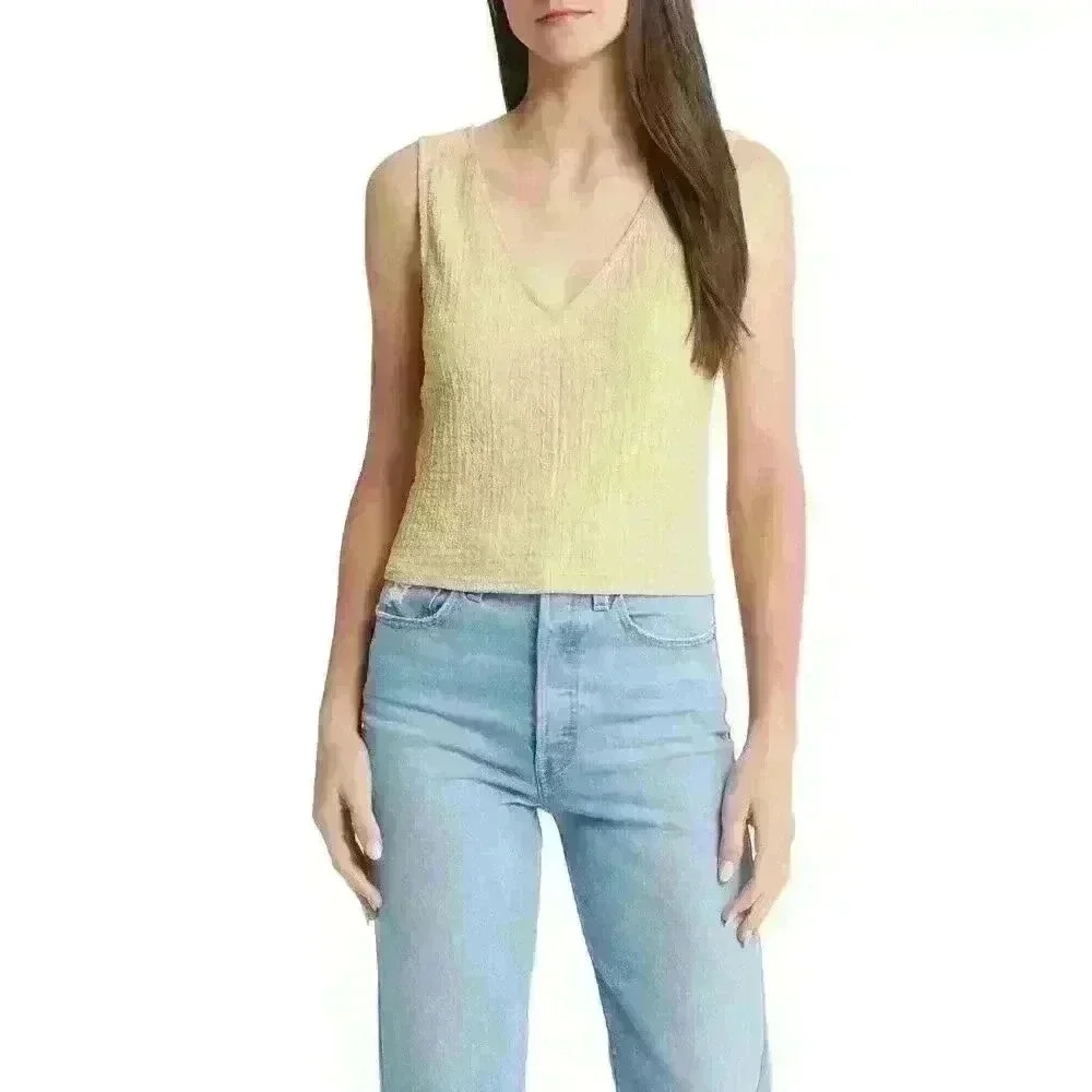 Madewell Rue Top - Geo Stretch Jacquard V Neck Tank in Pale Lichen NWT
